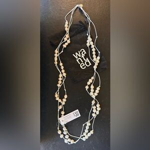 NWT WANTED JEWELRY Women Real Freshwater Pearls, Long, 3 Layers, Necklace
